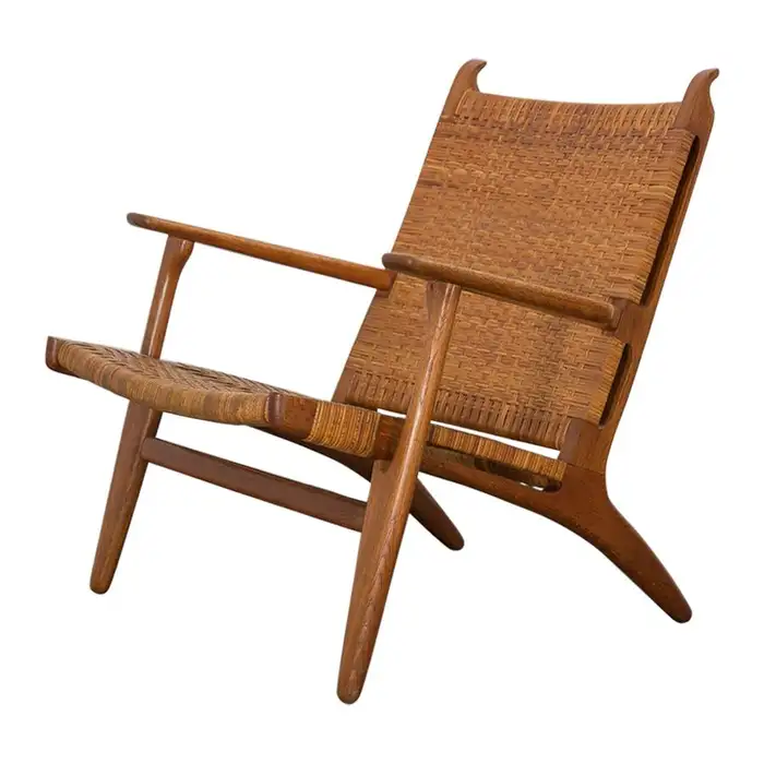 Oak Chair With Woven Rattan Seat